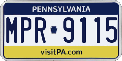 PA license plate MPR9115