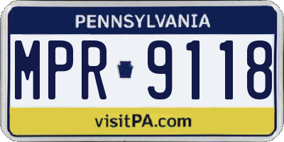 PA license plate MPR9118