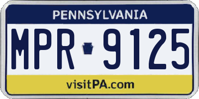 PA license plate MPR9125