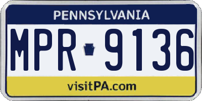 PA license plate MPR9136