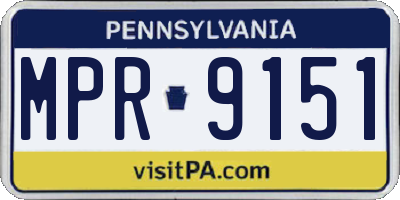 PA license plate MPR9151