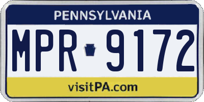 PA license plate MPR9172