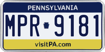 PA license plate MPR9181