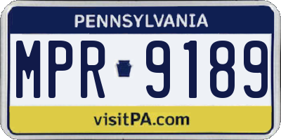 PA license plate MPR9189