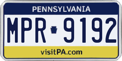 PA license plate MPR9192
