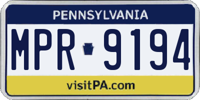 PA license plate MPR9194