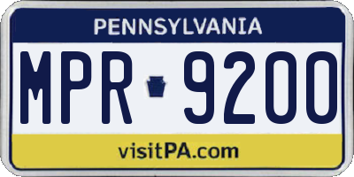 PA license plate MPR9200