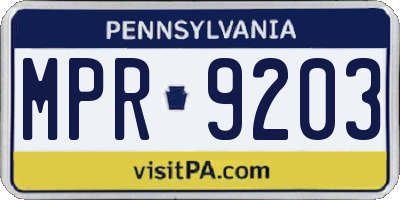 PA license plate MPR9203