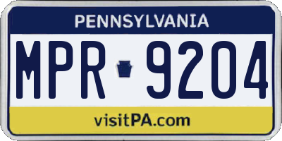 PA license plate MPR9204