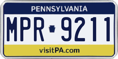 PA license plate MPR9211