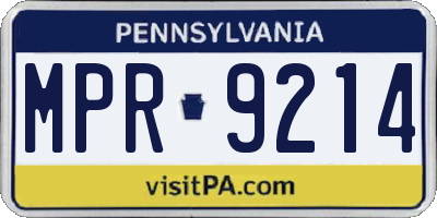 PA license plate MPR9214