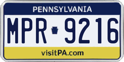 PA license plate MPR9216
