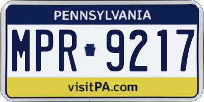 PA license plate MPR9217