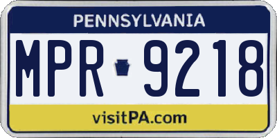 PA license plate MPR9218