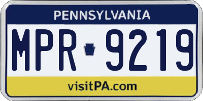 PA license plate MPR9219