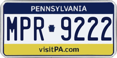 PA license plate MPR9222