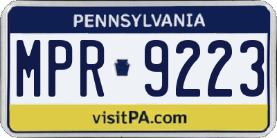 PA license plate MPR9223