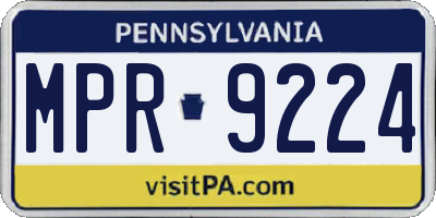 PA license plate MPR9224