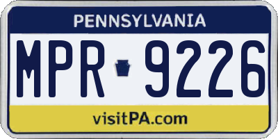 PA license plate MPR9226