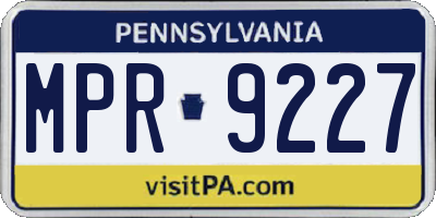 PA license plate MPR9227