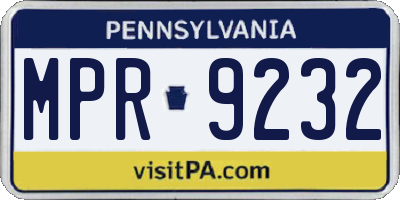 PA license plate MPR9232
