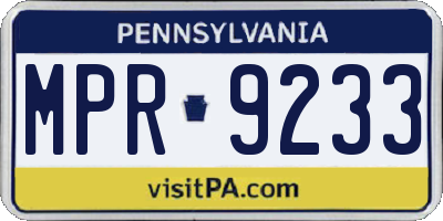 PA license plate MPR9233