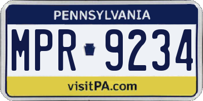 PA license plate MPR9234