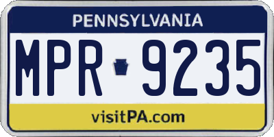 PA license plate MPR9235