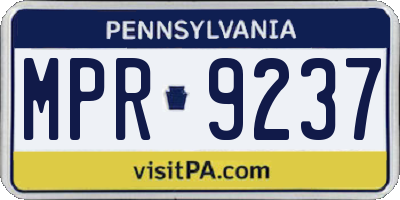 PA license plate MPR9237