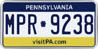 PA license plate MPR9238
