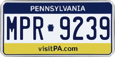 PA license plate MPR9239