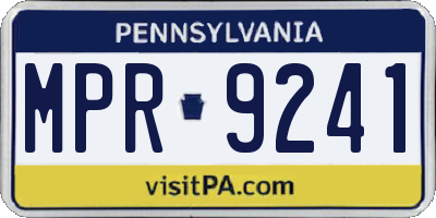 PA license plate MPR9241