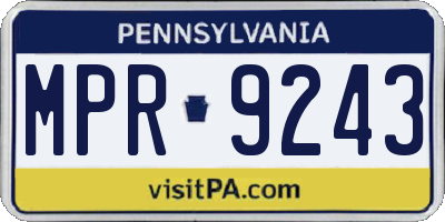 PA license plate MPR9243