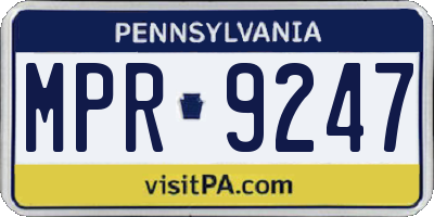 PA license plate MPR9247