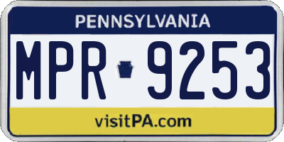 PA license plate MPR9253