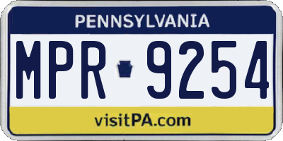 PA license plate MPR9254