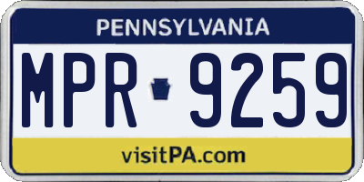 PA license plate MPR9259