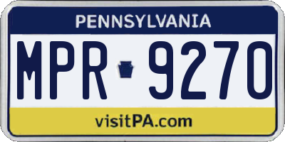 PA license plate MPR9270