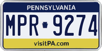 PA license plate MPR9274