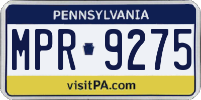 PA license plate MPR9275