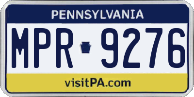 PA license plate MPR9276