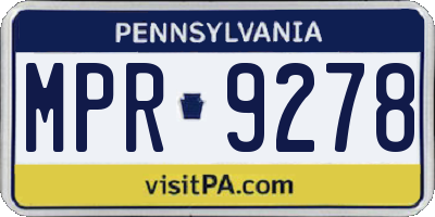 PA license plate MPR9278