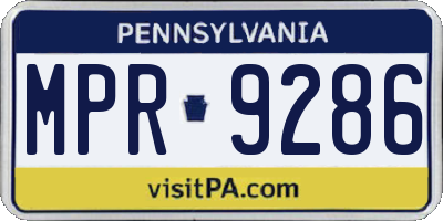 PA license plate MPR9286