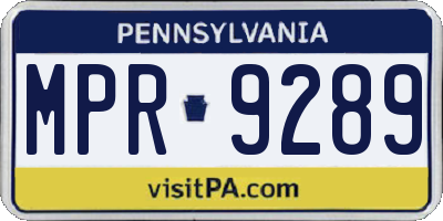 PA license plate MPR9289