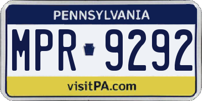 PA license plate MPR9292