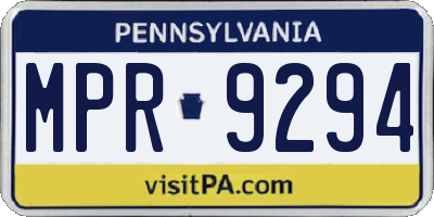 PA license plate MPR9294