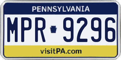 PA license plate MPR9296