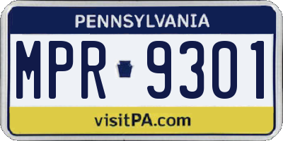 PA license plate MPR9301
