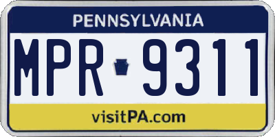 PA license plate MPR9311