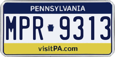 PA license plate MPR9313